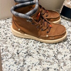 Boys heydude Brown Leather Casual Ankle Boots